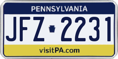 PA license plate JFZ2231