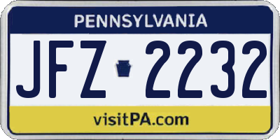 PA license plate JFZ2232