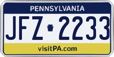 PA license plate JFZ2233