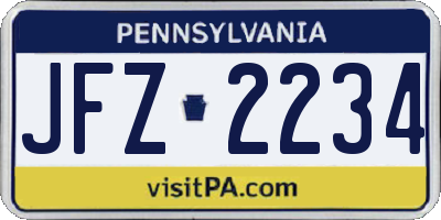 PA license plate JFZ2234