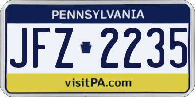 PA license plate JFZ2235