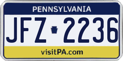 PA license plate JFZ2236