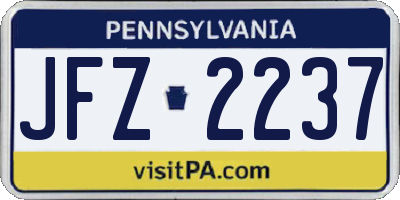 PA license plate JFZ2237
