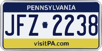 PA license plate JFZ2238