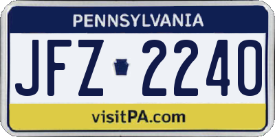 PA license plate JFZ2240
