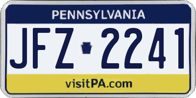 PA license plate JFZ2241