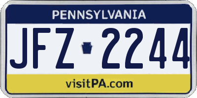 PA license plate JFZ2244