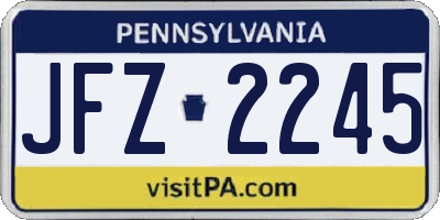 PA license plate JFZ2245