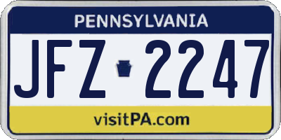 PA license plate JFZ2247