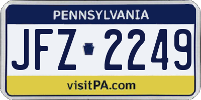 PA license plate JFZ2249
