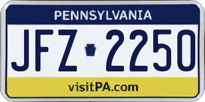 PA license plate JFZ2250