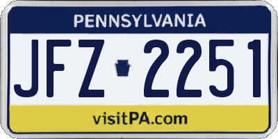 PA license plate JFZ2251
