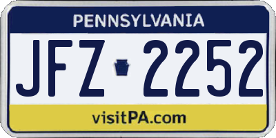 PA license plate JFZ2252