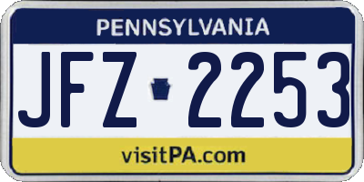 PA license plate JFZ2253