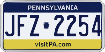 PA license plate JFZ2254