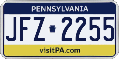 PA license plate JFZ2255