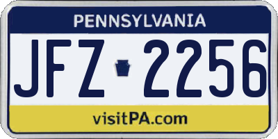 PA license plate JFZ2256