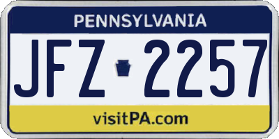 PA license plate JFZ2257