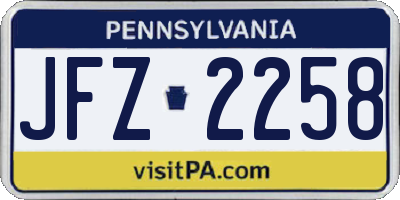 PA license plate JFZ2258