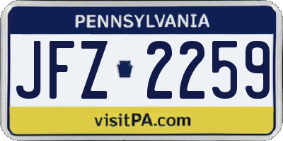 PA license plate JFZ2259