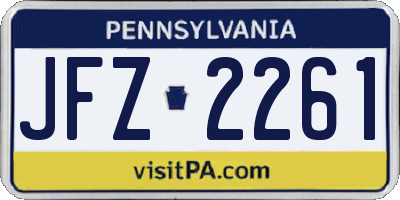 PA license plate JFZ2261