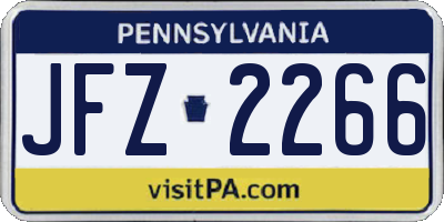 PA license plate JFZ2266