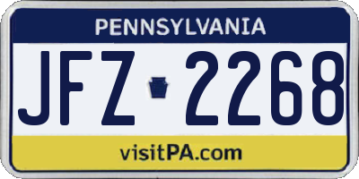PA license plate JFZ2268