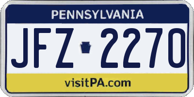 PA license plate JFZ2270