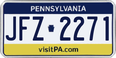 PA license plate JFZ2271