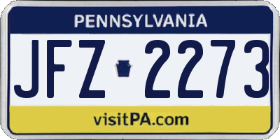 PA license plate JFZ2273