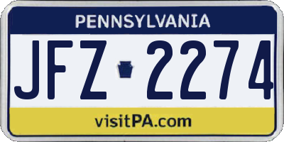 PA license plate JFZ2274