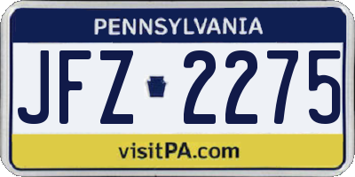 PA license plate JFZ2275