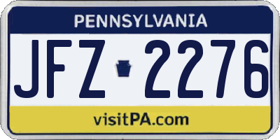 PA license plate JFZ2276