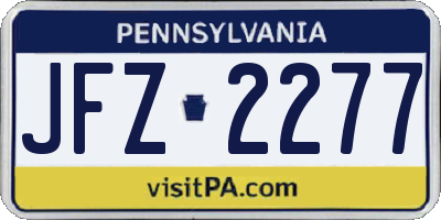 PA license plate JFZ2277
