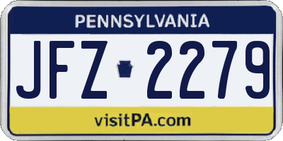 PA license plate JFZ2279