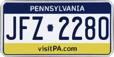 PA license plate JFZ2280
