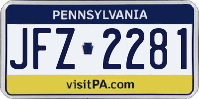 PA license plate JFZ2281