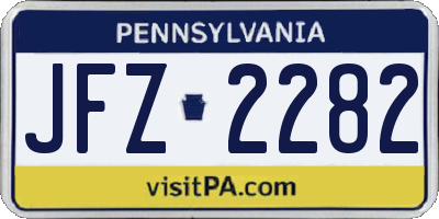 PA license plate JFZ2282
