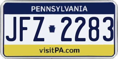 PA license plate JFZ2283