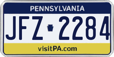 PA license plate JFZ2284