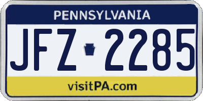 PA license plate JFZ2285