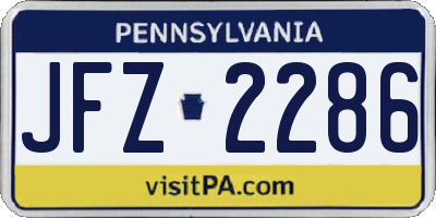 PA license plate JFZ2286