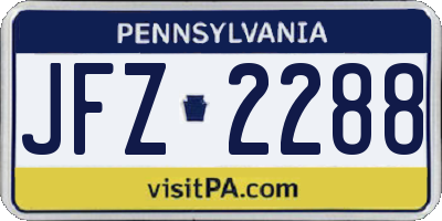 PA license plate JFZ2288