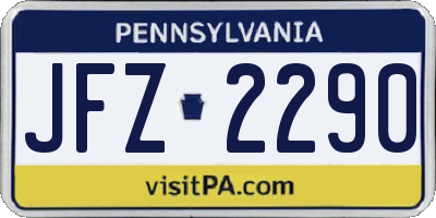 PA license plate JFZ2290