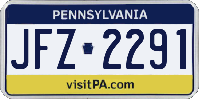 PA license plate JFZ2291