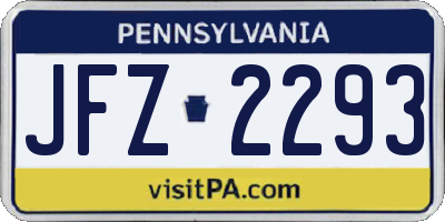 PA license plate JFZ2293