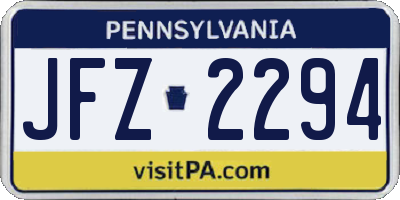 PA license plate JFZ2294