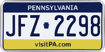 PA license plate JFZ2298