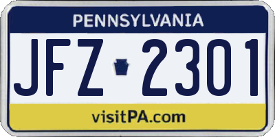 PA license plate JFZ2301