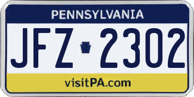PA license plate JFZ2302